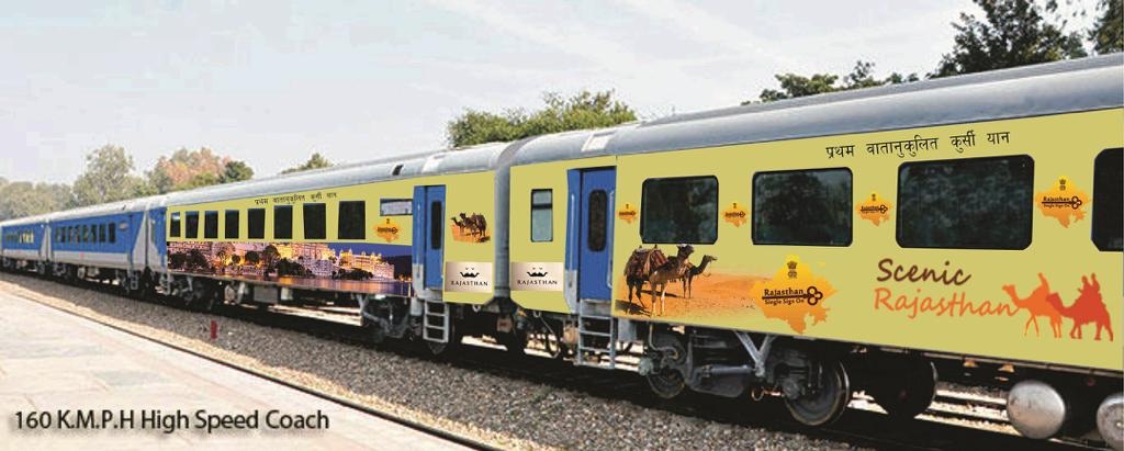 Railway Train with Advertising Banners